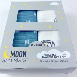 Kid’s Moon and Stars 2 count Swaddle Blanket Set Age0+